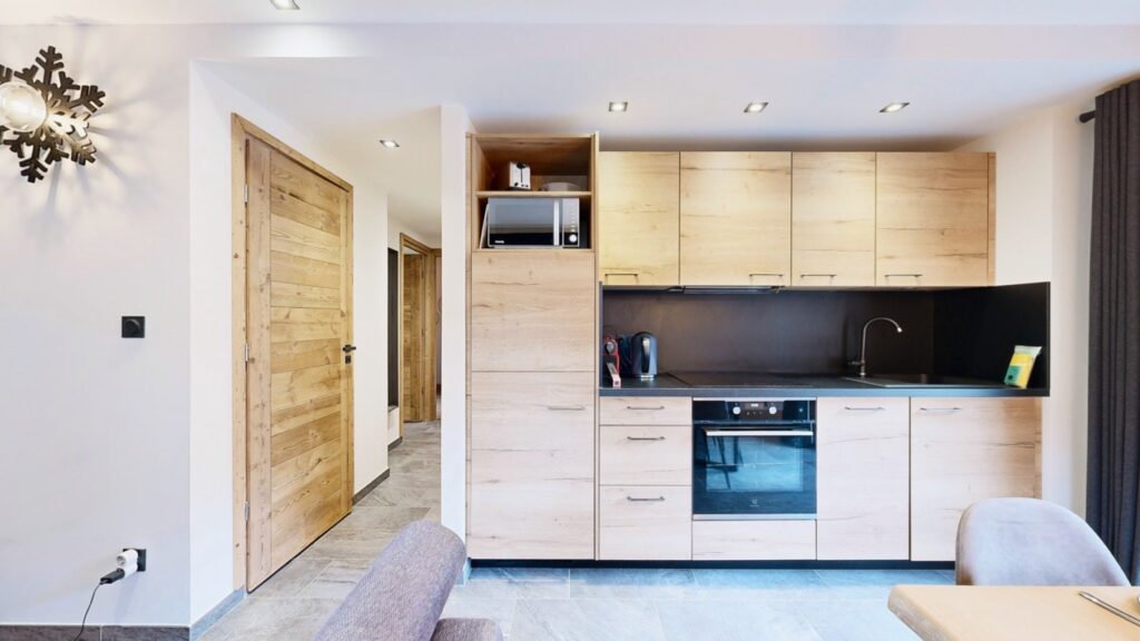 La cuisine équipée de l’appartement Mont-Blanc